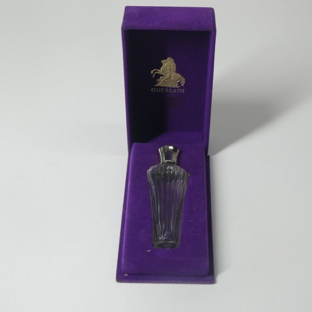 Guerlain Paris Perfume Bottle Purple Box Empty Vintage Clear Glass